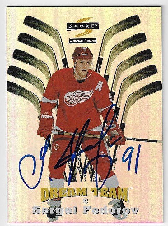 Sergei Fedorov Signed 1996-97 Score Dream Team Hockey Card - Detroit Red Wings