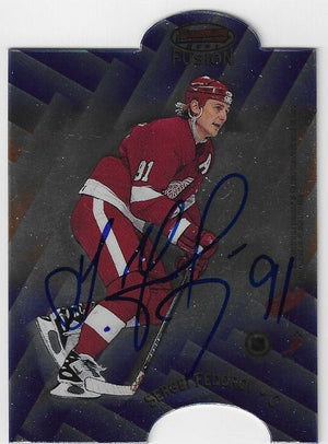 Sergei Fedorov Signed 1997 - 98 Bowman's Best Mirror Image Hockey Card - Detroit Red Wings - PastPros