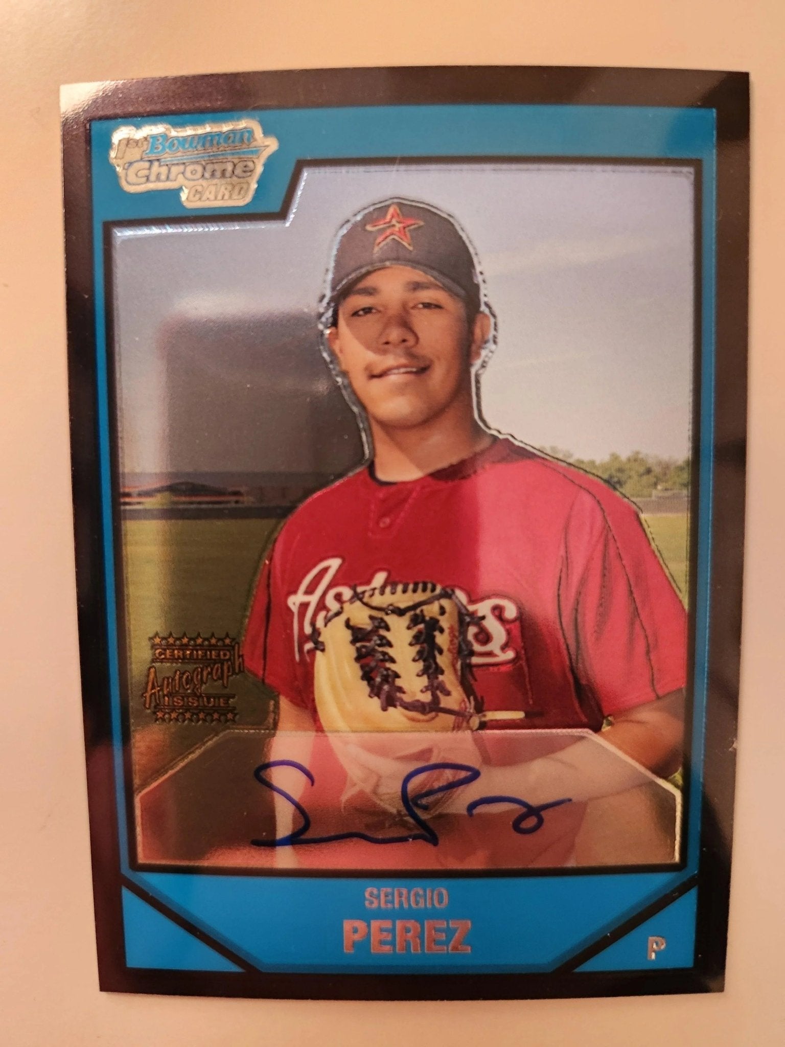 Sergio Perez Signed 2007 Bowman Chrome Prospects Baseball Card - Houston Astros #BC228