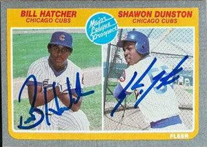 Shawon Dunston & Billy Hatcher Dual Signed 1985 Fleer Baseball Card - Chicago Cubs - PastPros