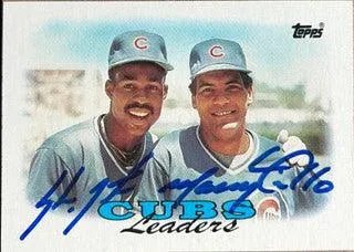 Shawon Dunston & Manny Trillo Dual Signed 1988 Topps Baseball Card - Chicago Cubs