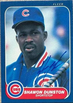 Shawon Dunston Signed 1986 Fleer Baseball Card - Chicago Cubs