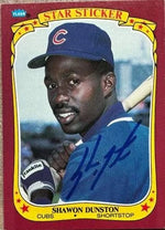 Shawon Dunston Signed 1986 Fleer Star Stickers Baseball Card - Chicago Cubs
