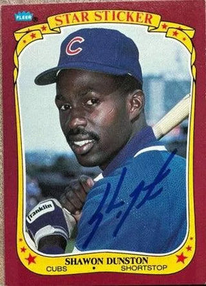Shawon Dunston Signed 1986 Fleer Star Stickers Baseball Card - Chicago Cubs