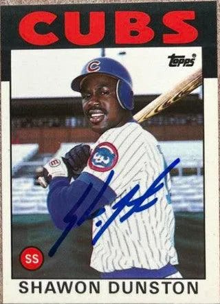 Shawon Dunston Signed 1986 Topps Tiffany Baseball Card - Chicago Cubs