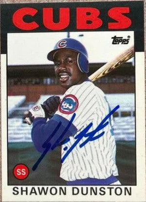 Shawon Dunston Signed 1986 Topps Tiffany Baseball Card - Chicago Cubs