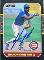 Shawon Dunston Signed 1987 Donruss Baseball Card - Chicago Cubs