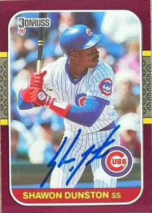 Shawon Dunston Signed 1987 Donruss Opening Day Baseball Card - Chicago Cubs