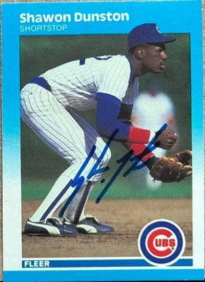 Shawon Dunston Signed 1987 Fleer Baseball Card - Chicago Cubs - PastPros