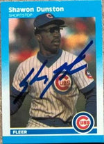 Shawon Dunston Signed 1987 Fleer Classic Miniatures Baseball Card - Chicago Cubs