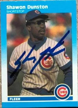 Shawon Dunston Signed 1987 Fleer Classic Miniatures Baseball Card - Chicago Cubs
