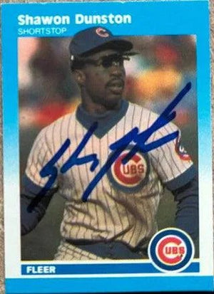 Shawon Dunston Signed 1987 Fleer Classic Miniatures Baseball Card - Chicago Cubs