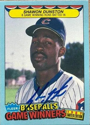 Shawon Dunston Signed 1987 Fleer Game Winners Baseball Card - Chicago Cubs - PastPros