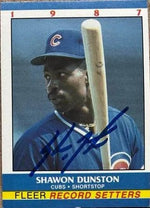 Shawon Dunston Signed 1987 Fleer Record Setters Baseball Card - Chicago Cubs