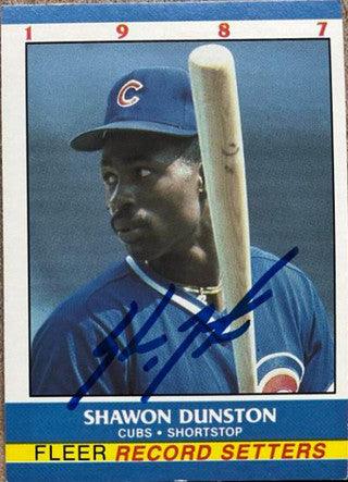 Shawon Dunston Signed 1987 Fleer Record Setters Baseball Card - Chicago Cubs - PastPros