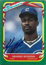 Shawon Dunston Signed 1987 Fleer Star Stickers Baseball Card - Chicago Cubs