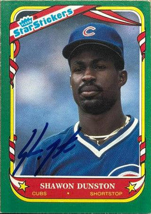 Shawon Dunston Signed 1987 Fleer Star Stickers Baseball Card - Chicago Cubs - PastPros