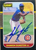 Shawon Dunston Signed 1987 Leaf Baseball Card - Chicago Cubs