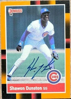 Shawon Dunston Signed 1988 Donruss Baseball's Best Baseball Card - Chicago Cubs