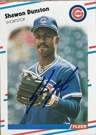 Shawon Dunston Signed 1988 Fleer Baseball Card - Chicago Cubs