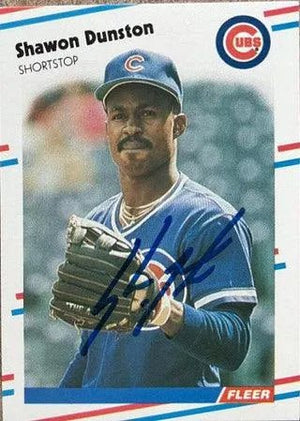 Shawon Dunston Signed 1988 Fleer Baseball Card - Chicago Cubs