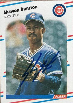 Shawon Dunston Signed 1988 Fleer Baseball Card - Chicago Cubs - PastPros