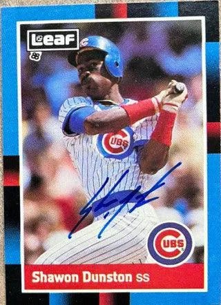 Shawon Dunston Signed 1988 Leaf Baseball Card - Chicago Cubs