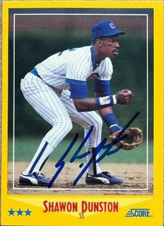 Shawon Dunston Signed 1988 Score Baseball Card - Chicago Cubs