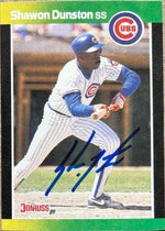 Shawon Dunston Signed 1989 Donruss Baseball's Best Baseball Card - Chicago Cubs