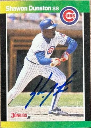 Shawon Dunston Signed 1989 Donruss Baseball's Best Baseball Card - Chicago Cubs