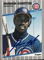 Shawon Dunston Signed 1989 Fleer Baseball Card - Chicago Cubs