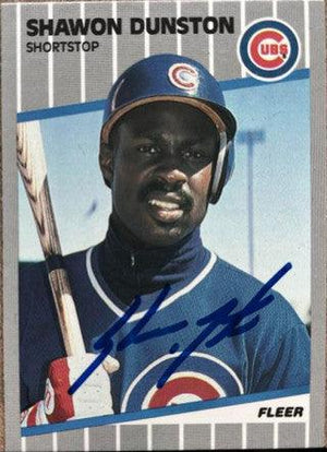 Shawon Dunston Signed 1989 Fleer Baseball Card - Chicago Cubs - PastPros