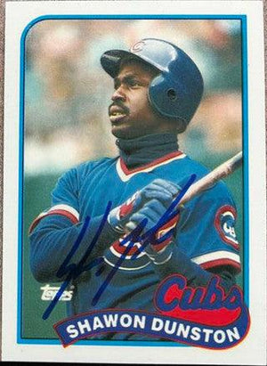 Shawon Dunston Signed 1989 Topps Tiffany Baseball Card - Chicago Cubs - PastPros