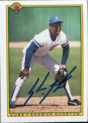 Shawon Dunston Signed 1990 Bowman Baseball Card - Chicago Cubs