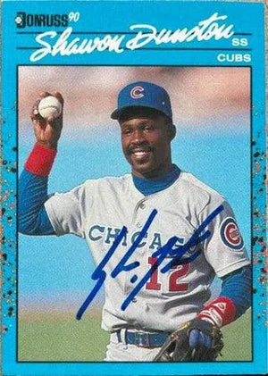 Shawon Dunston Signed 1990 Donruss Best of the NL Baseball Card - Chicago Cubs