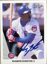 Shawon Dunston Signed 1990 Leaf Baseball Card - Chicago Cubs - PastPros