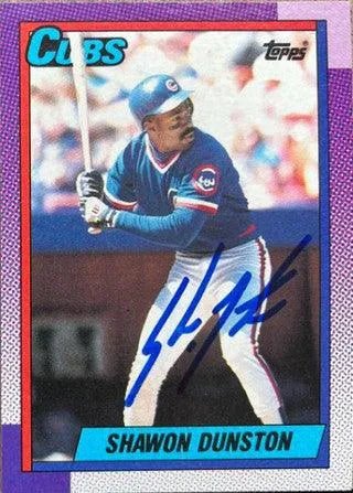 Shawon Dunston Signed 1990 Topps Baseball Card - Chicago Cubs