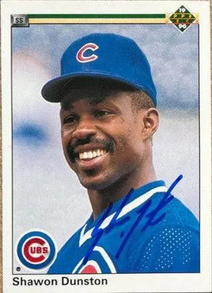 Shawon Dunston Signed 1990 Upper Deck Baseball Card - Chicago Cubs