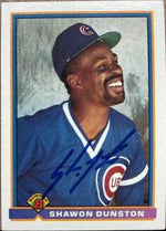 Shawon Dunston Signed 1991 Bowman Baseball Card - Chicago Cubs