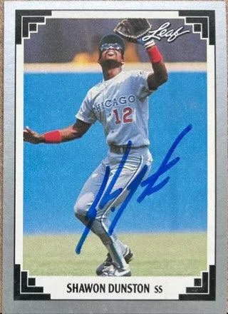 Shawon Dunston Signed 1991 Leaf Baseball Card - Chicago Cubs