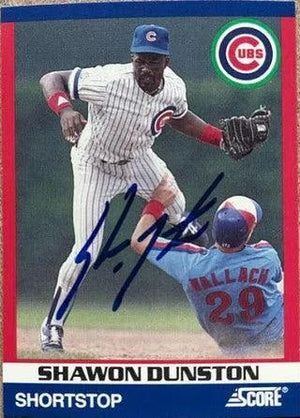 Shawon Dunston Signed 1991 Score 100 Superstars Baseball Card - Chicago Cubs