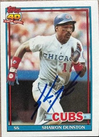 Shawon Dunston Signed 1991 Topps Baseball Card - Chicago Cubs