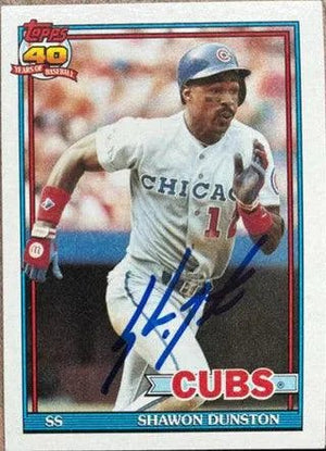 Shawon Dunston Signed 1991 Topps Baseball Card - Chicago Cubs