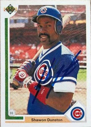 Shawon Dunston Signed 1991 Upper Deck Baseball Card - Chicago Cubs
