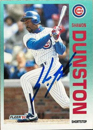 Shawon Dunston Signed 1992 Fleer Baseball Card - Chicago Cubs - PastPros