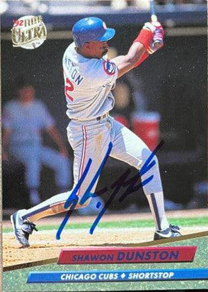 Shawon Dunston Signed 1992 Fleer Ultra Baseball Card - Chicago Cubs - PastPros
