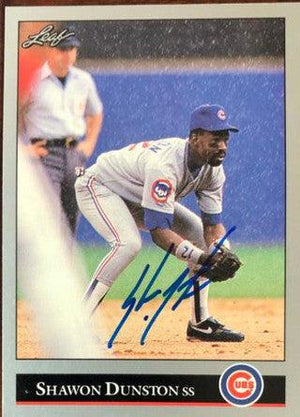 Shawon Dunston Signed 1992 Leaf Baseball Card - Chicago Cubs - PastPros