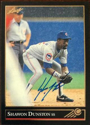 Shawon Dunston Signed 1992 Leaf Black Gold Baseball Card - Chicago Cubs - PastPros