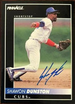 Shawon Dunston Signed 1992 Pinnacle Baseball Card - Chicago Cubs