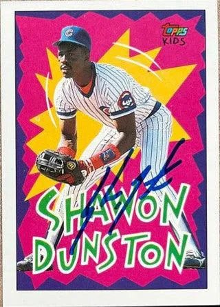 Shawon Dunston Signed 1992 Topps Kids Baseball Card - Chicago Cubs